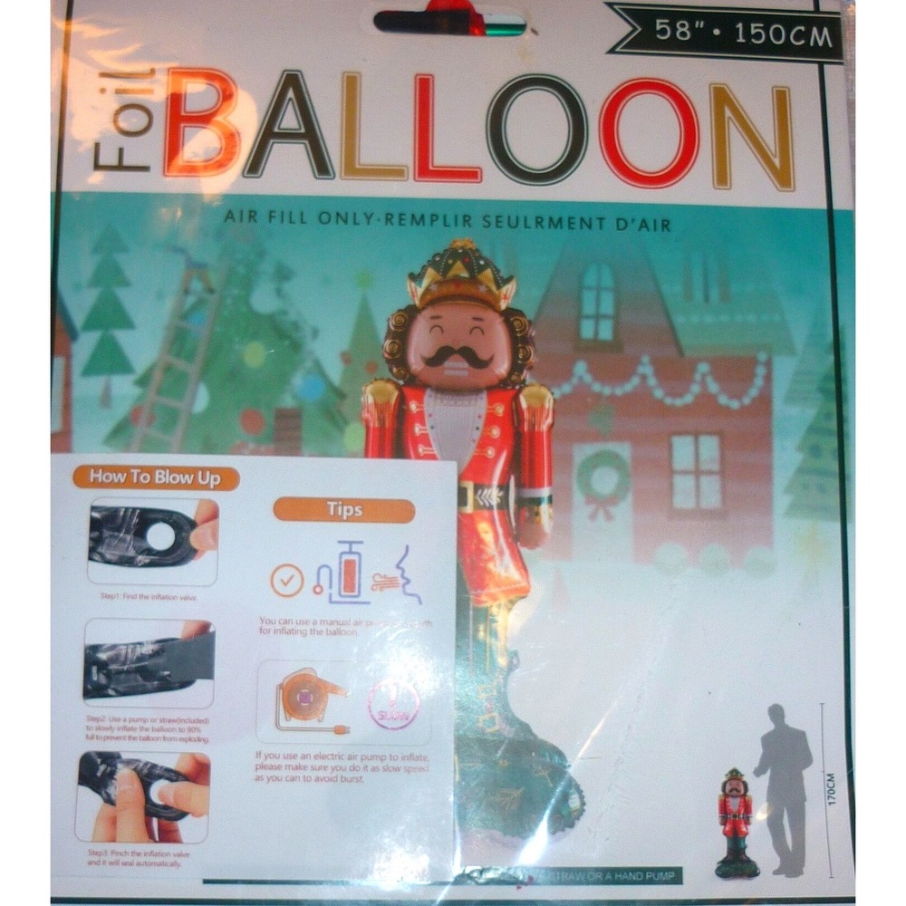 Large 58" Nutcracker Foil Balloon Christmas Holiday Party Decoration Air Fill